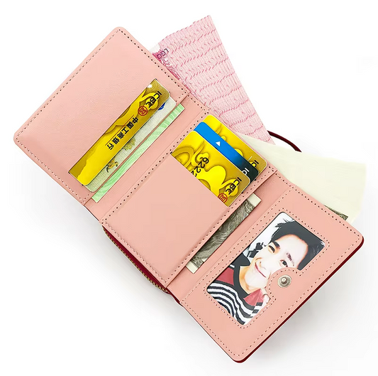 Women's Leather Tri-fold Mini Wallet
