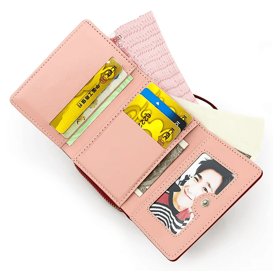 Women's Leather Tri-fold Mini Wallet