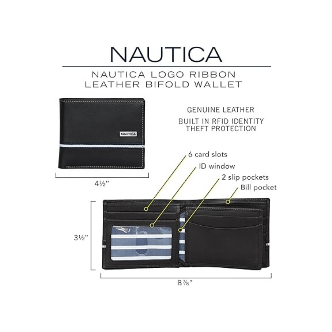Nautica Men's Classic Leather Bifold RFID Wallet | CMAN
