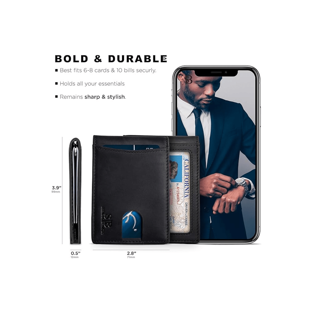 Serman Brands RFID Blocking Slim Bifold Genuine Leather | CMAN