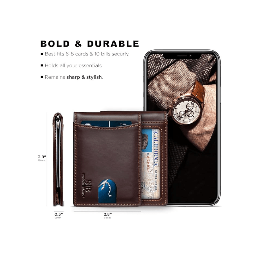 Serman Brands RFID Blocking Slim Bifold Genuine Leather | CMAN