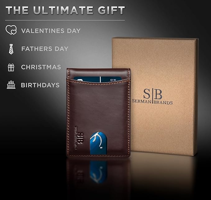Serman Brands RFID Blocking Slim Bifold Genuine Leather | CMAN