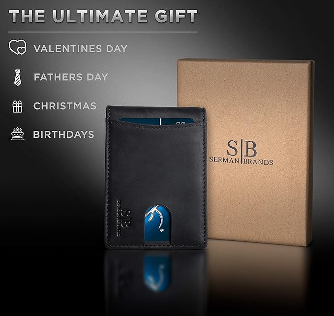 Serman Brands RFID Blocking Slim Bifold Genuine Leather | CMAN