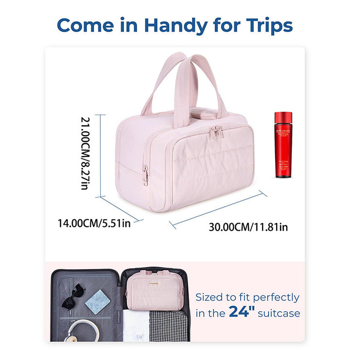 D5490 Crush Toiletry Bag for Women Cosmetic Makeup Organizer Wide-open Puffy Travel Toiletry Bag