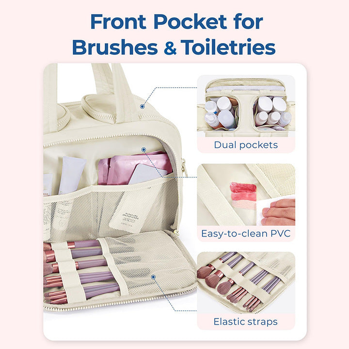 D5490 Crush Toiletry Bag for Women Cosmetic Makeup Organizer Wide-open Puffy Travel Toiletry Bag