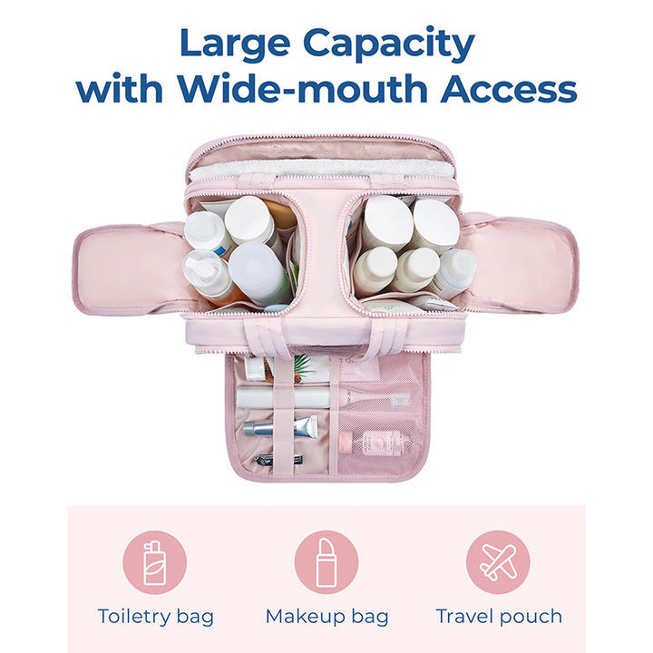 D5490 Crush Toiletry Bag for Women Cosmetic Makeup Organizer Wide-open Puffy Travel Toiletry Bag